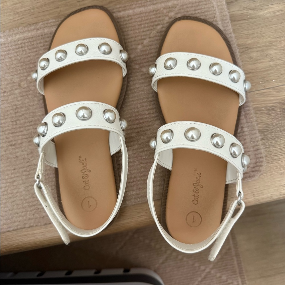 Cat & Jack White Sandals with Pearl Accents